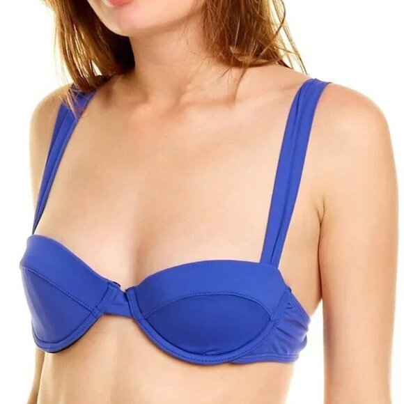 WeWoreWhat | NWT Wide Strap Underwire Bikini Top in Sapphire Blue Size Large - Picture 1 of 7